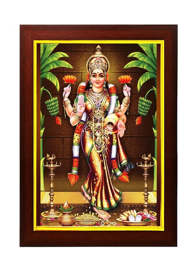 ZIG-ZAG zig zag Rectangular Gruha Lakshmi Photo Frame For Wall / Room Size Medium ( 9.5 X 13.5 Inches, Acrylic Glass) Brown - Image 1